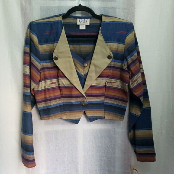 NWT VTG Circle T Marilyn Lenox Blue El Rancho Cropped Shirt Western Rodeo Size M - Picture 1 of 10